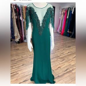 Custom Green Fringe Dress
